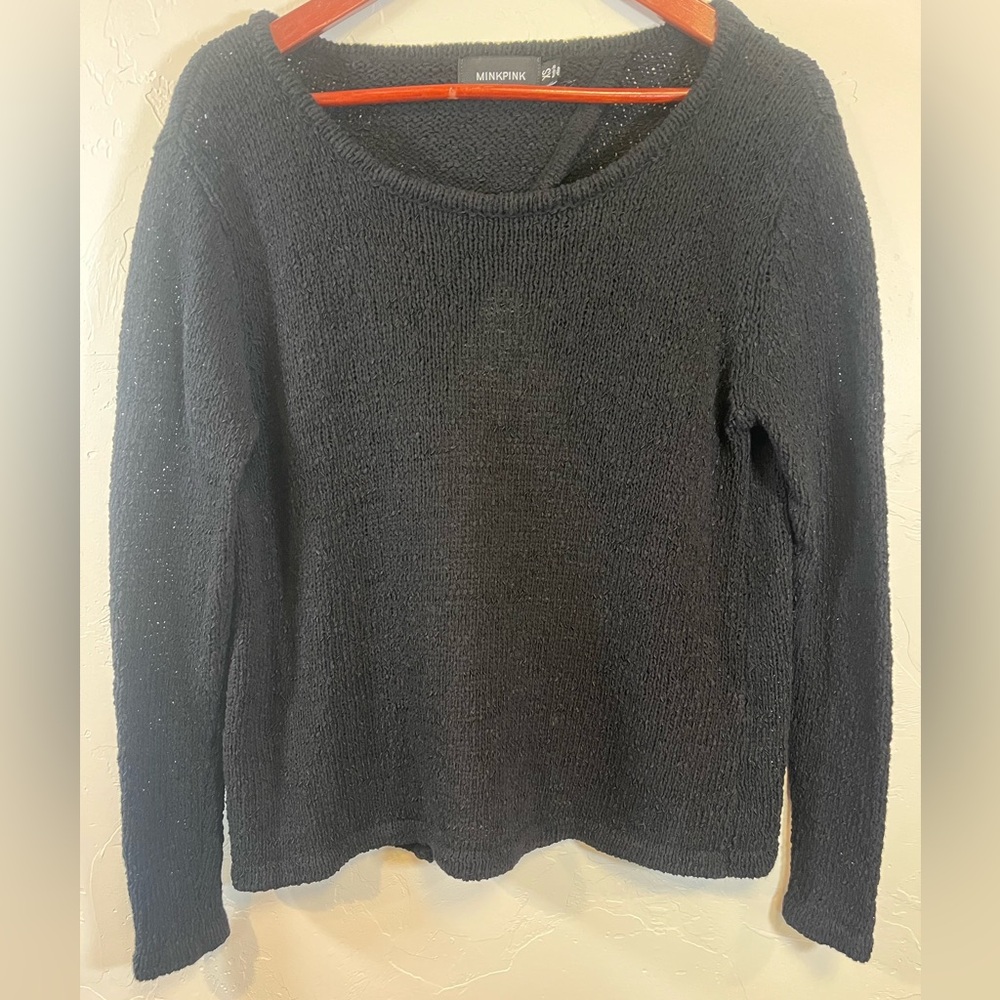 MinkPink Chunky Black‎ Open Back Women's Sweater XS